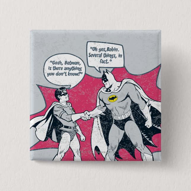 Distressed Batman And Robin Handshake Button (Front)