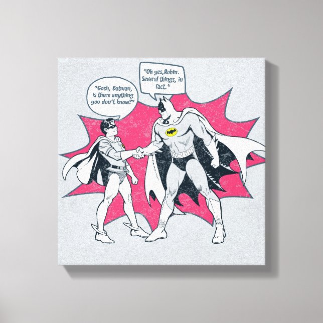 Distressed Batman And Robin Handshake Canvas Print (Front)