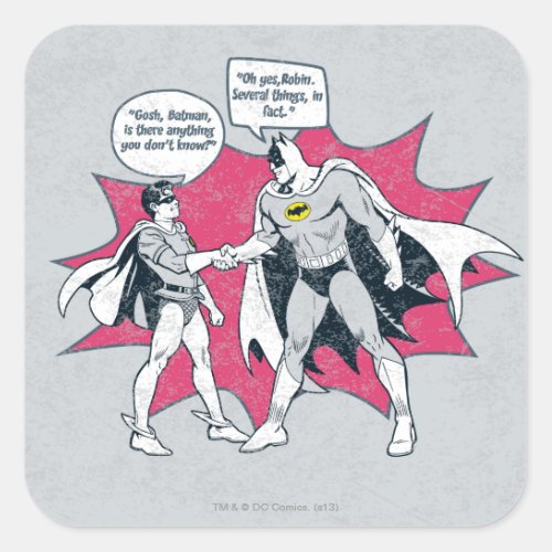 Distressed Batman And Robin Handshake Square Sticker