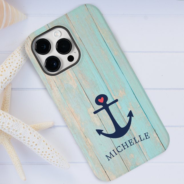Distressed Beach Wood Nautical Anchor Personalized Case-Mate iPhone Case (Distressed Beach Wood Nautical Anchor Personalized Case-Mate iPhone Case)