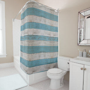 Distressed Beach Wood Shower Curtain