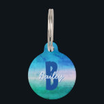 Distressed Beachy Monogram Name Address Pet ID Tag<br><div class="desc">This simple beachy design features a distressed watercolor blue and green background. Click the customize button for more flexibility in modifying the text! Variations of this design as well as coordinating products are available in our shop, zazzle.com/store/doodlelulu. Contact us if you need this design applied to a specific product to...</div>