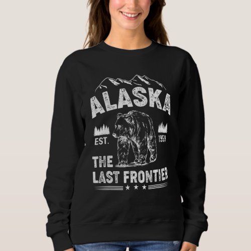 Distressed Bear Alaska Men Women Alaska  Vintage 2 Sweatshirt