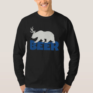 Distressed Beer Bear with Antlers Bear Deer T-Shirt