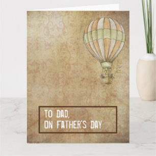 Distressed Beige White Hot Air Balloon Fathers Day Card