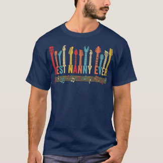 Distressed Best Nanny Ever Mommy Guitar Mothers Da T-Shirt