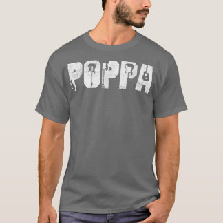 Distressed Best Poppa Ever Guitar Lover Guitarist  T-Shirt