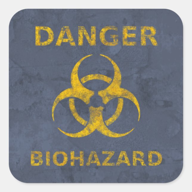 Distressed Biohazard Warning Sign Square Sticker (Front)