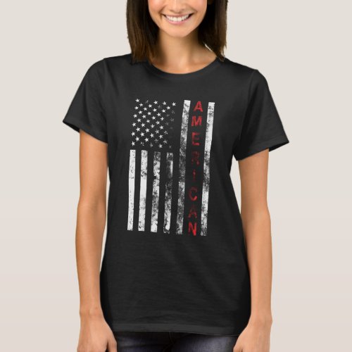 Distressed Black and White American Flag T_Shirt