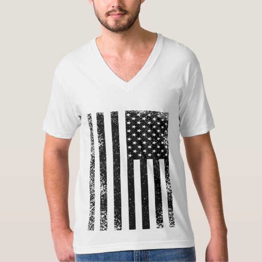 Distressed Black and White American Flag T-Shirt | Zazzle