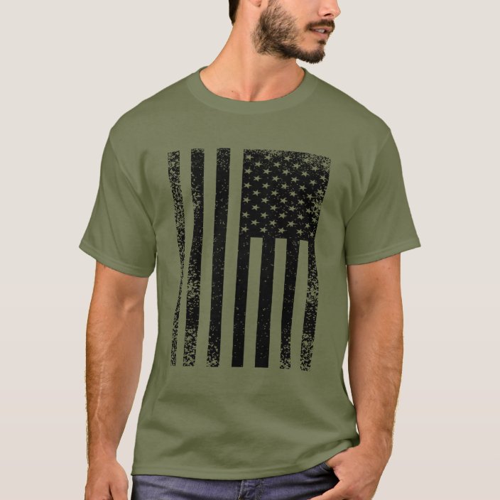 Distressed Black and White American Flag T-Shirt | Zazzle.com