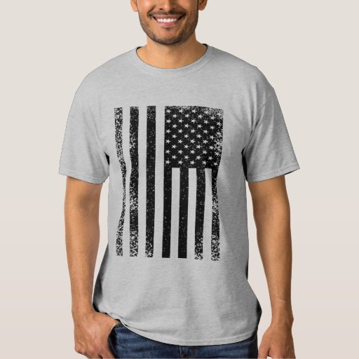 Distressed Black and White American Flag T Shirts | Zazzle