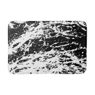 Distressed Black and White Distressed Paint Bathroom Mat