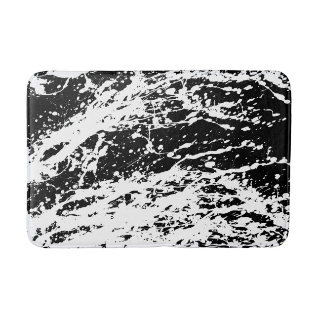 Distressed Black and White Distressed Paint Bathroom Mat (Front)