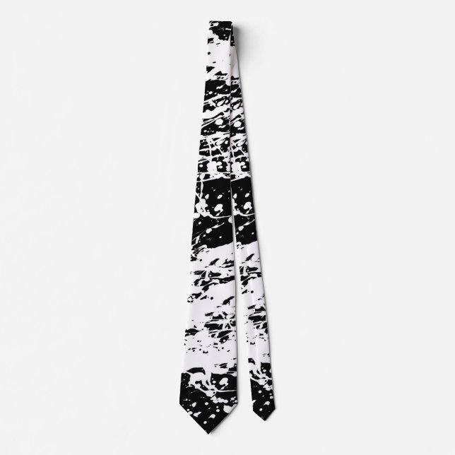 Distressed Black and White Distressed Paint Neck Tie (Front)