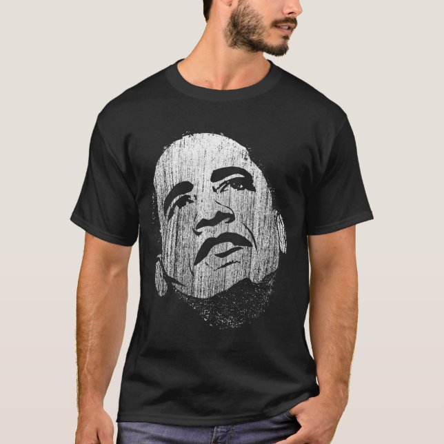 Distressed Black Barack Obama T-Shirt (Front)