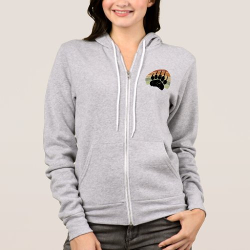 Distressed Black Bear Paw Print Retro Sunset Hoodie