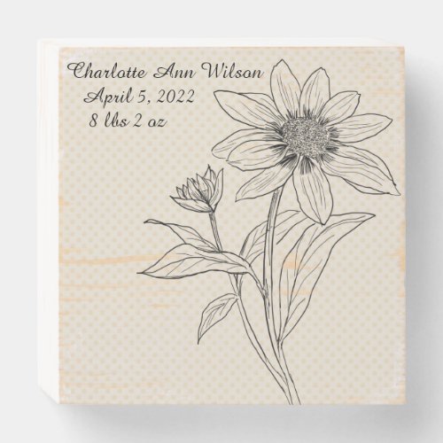 Distressed Black_Eyed Susan Birth Stats  Wooden Bo Wooden Box Sign