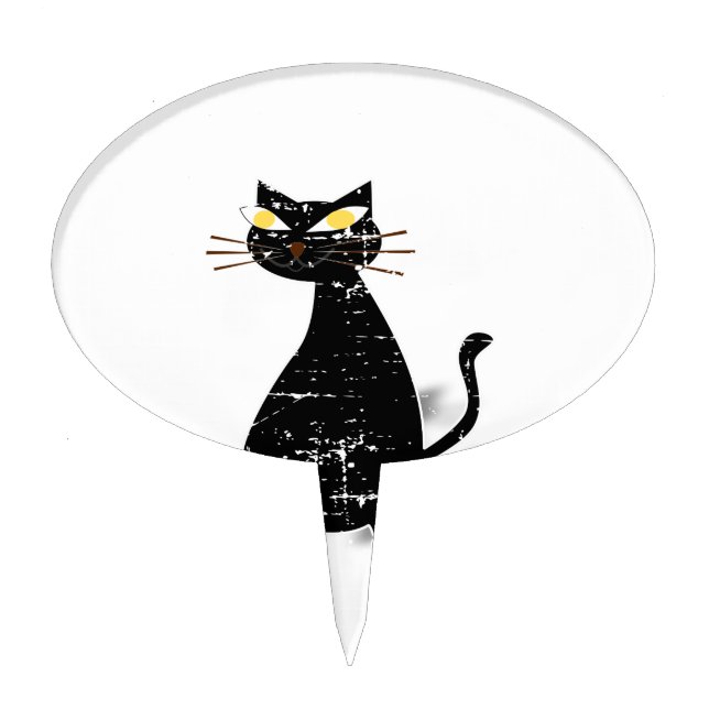 Distressed Black Fat Cat Cake Topper (Front)