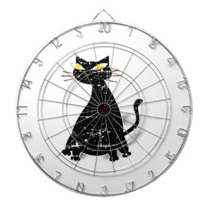 Distressed Black Fat Cat Dart Board