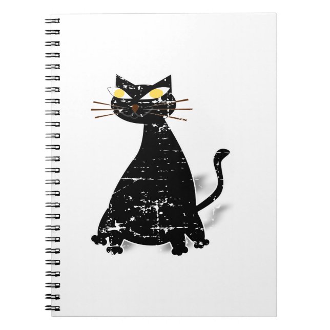 Distressed Black Fat Cat Notebook (Front)
