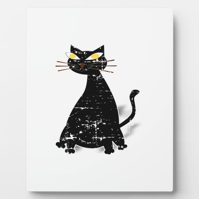Distressed Black Fat Cat Plaque (Front)