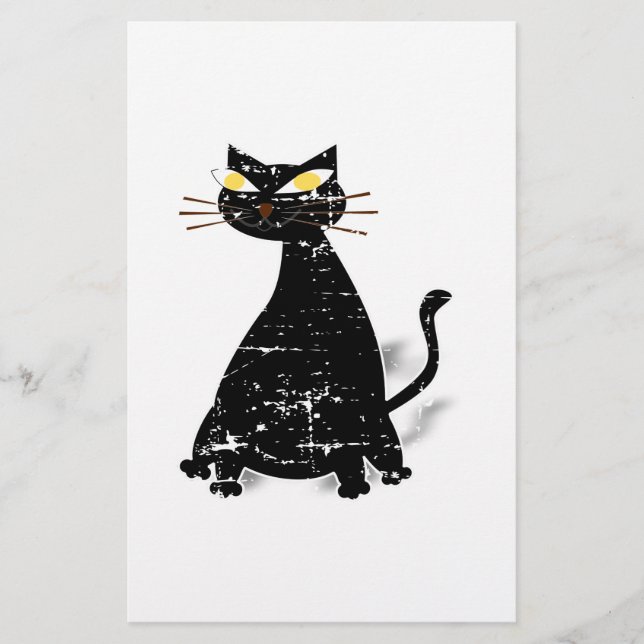 Distressed Black Fat Cat Stationery (Front)