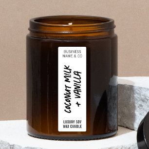 Distressed Black White Candle Thin Vertical Label