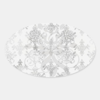 distressed black white intricate damask oval sticker
