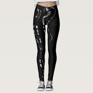 Distressed Black & White Marble Patterns Unique Leggings