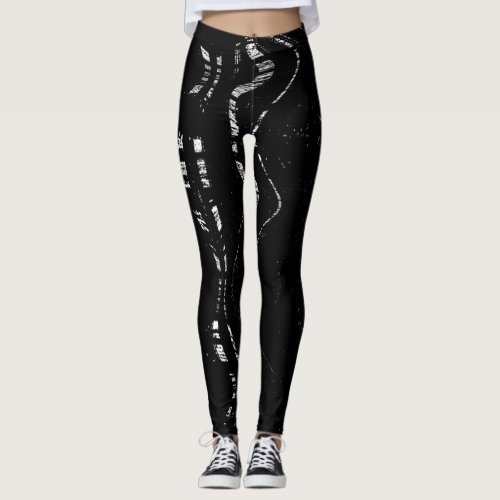 Distressed Black  White Marble Patterns Unique Leggings