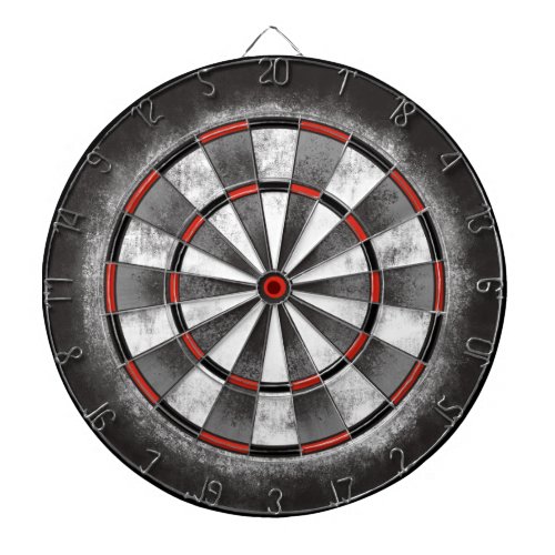 Distressed Black White Red Dart Board