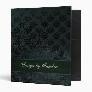 Distressed Blue Damask with Wild Flowers 3 Ring Binder