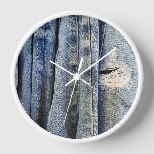 Distressed Blue Jeans  Clock