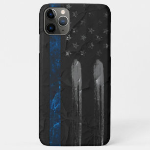 Distressed Blue Line Flag iPhone Case