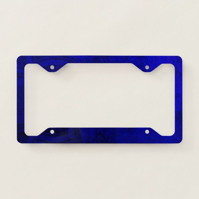 Distressed Blue Mandala Pattern License Plate Frame (Front)