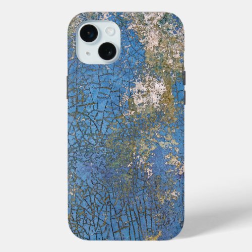 Distressed Blue Paint Texture iPhone 15 Plus Case