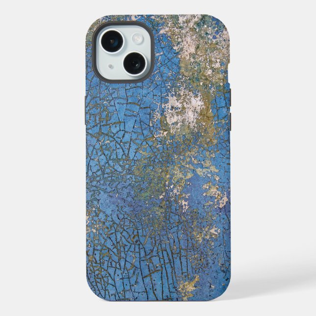 Distressed Blue Paint Texture Iphone Case (Back)