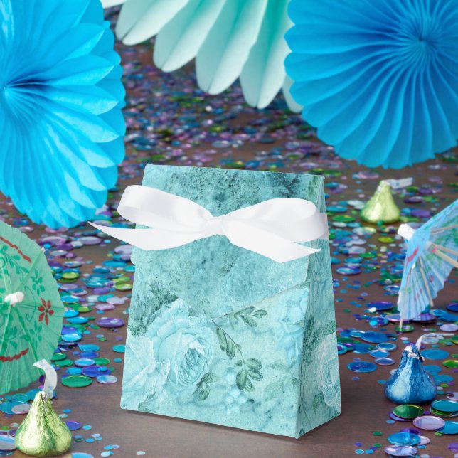Distressed Blue Roses Collage  Favor Boxes (Party)