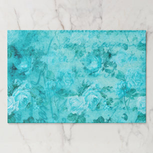 Distressed Blue Roses Collage Paper Placemats