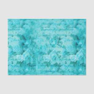 Distressed Blue Roses Collage Tissue Paper