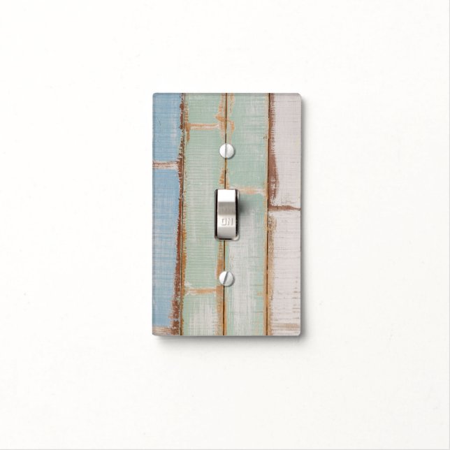 Distressed Blue Rustic Farmhouse Wood Planks  Light Switch Cover (In Situ)