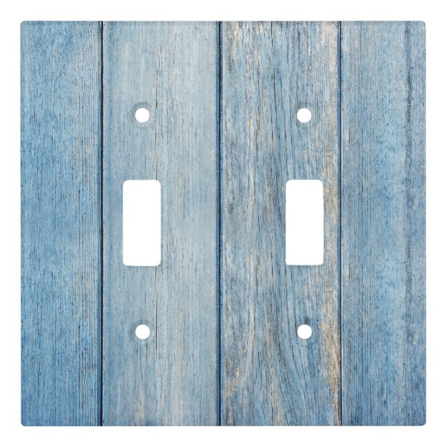 Distressed Blue Rustic Wood Aged Light Switch Cover (Front)