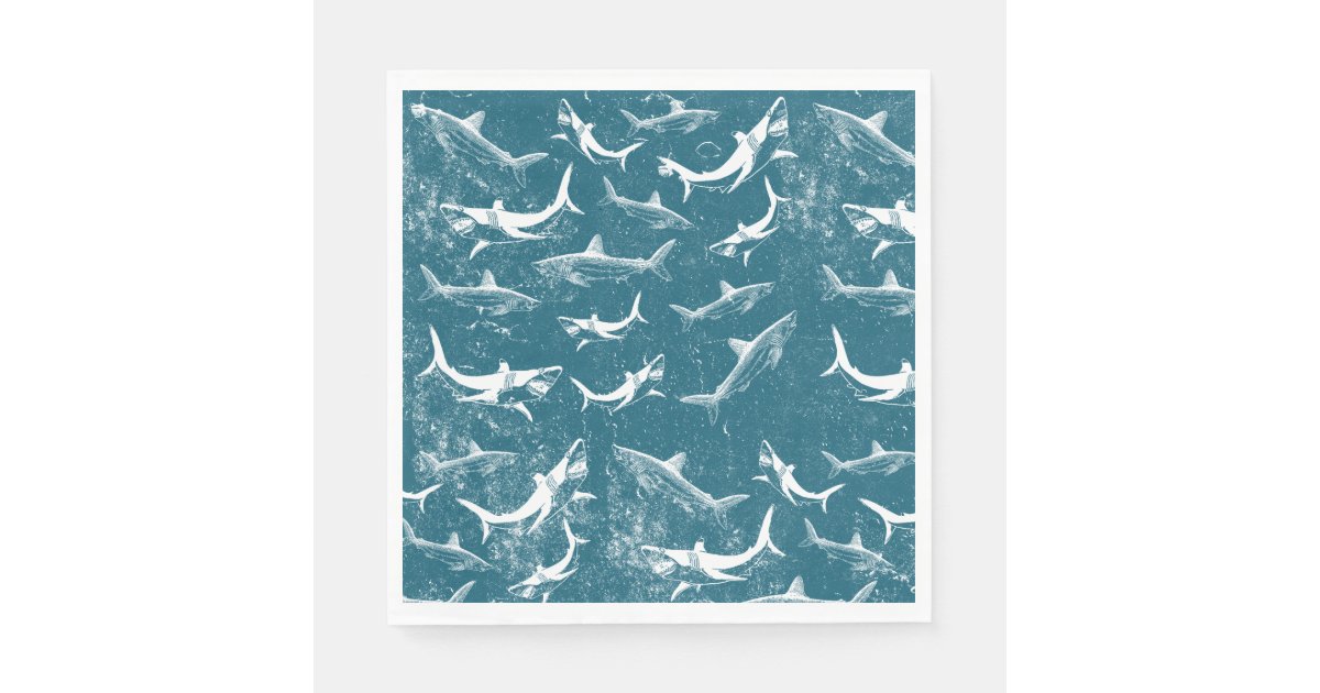 Distressed Blue Shark Pattern Napkins | Zazzle