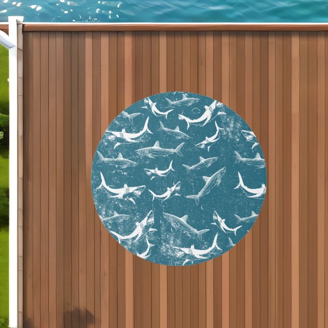 Distressed Blue Shark Pattern Outdoor Rug (Insitu (Outdoor 1))