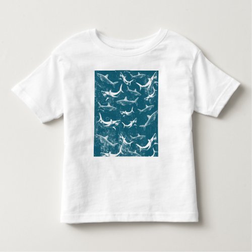Distressed Blue Shark Pattern Toddler T_shirt