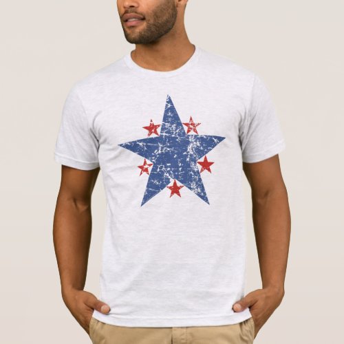 Distressed Blue Star Red America Old Glory USA Art T_Shirt