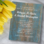 Distressed Blue Wood Wedding Budget Invitations Flyer at Zazzle