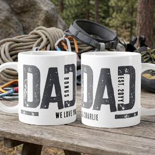 Distressed Bonus Dad Est Year Personalized Giant Coffee Mug