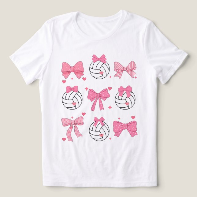 Distressed Bow Volleyball Shirt Coquette , Volleyb (Design Front)